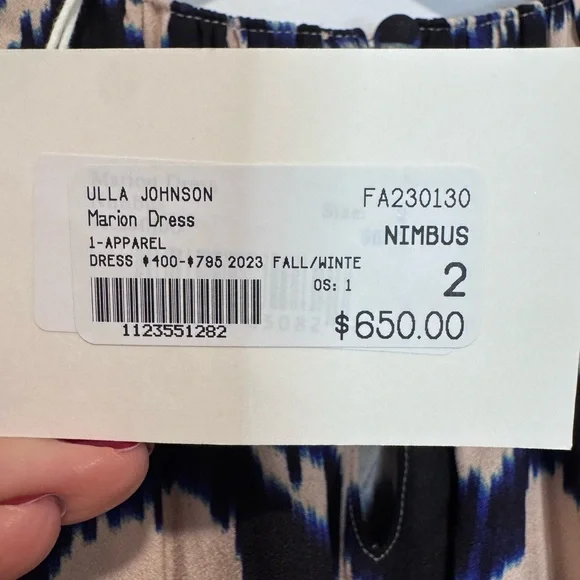 Ulla Johnson Marion Dress Nimbus Navy and Cream NWT - Picture 4 of 5